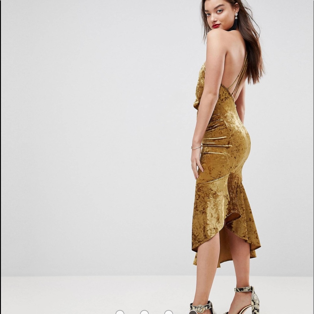 One Shoulder Drop Hem Midi Dress
